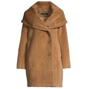 Sofia Cashmere 
Alpaca & Wool Boucle Cocoon Coat
Camel, Size 8